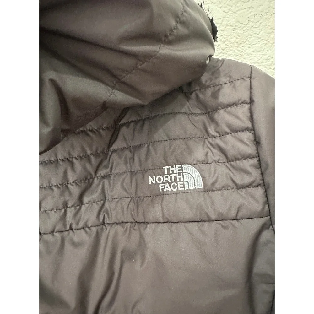 The North Face Mossbud Swirl Reversible Jacket Gray Black Fleece Hooded SmallP